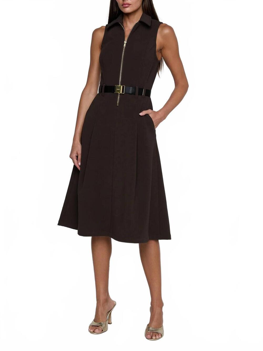 NEW L'AGENCE kylo shirt dress in dark brown